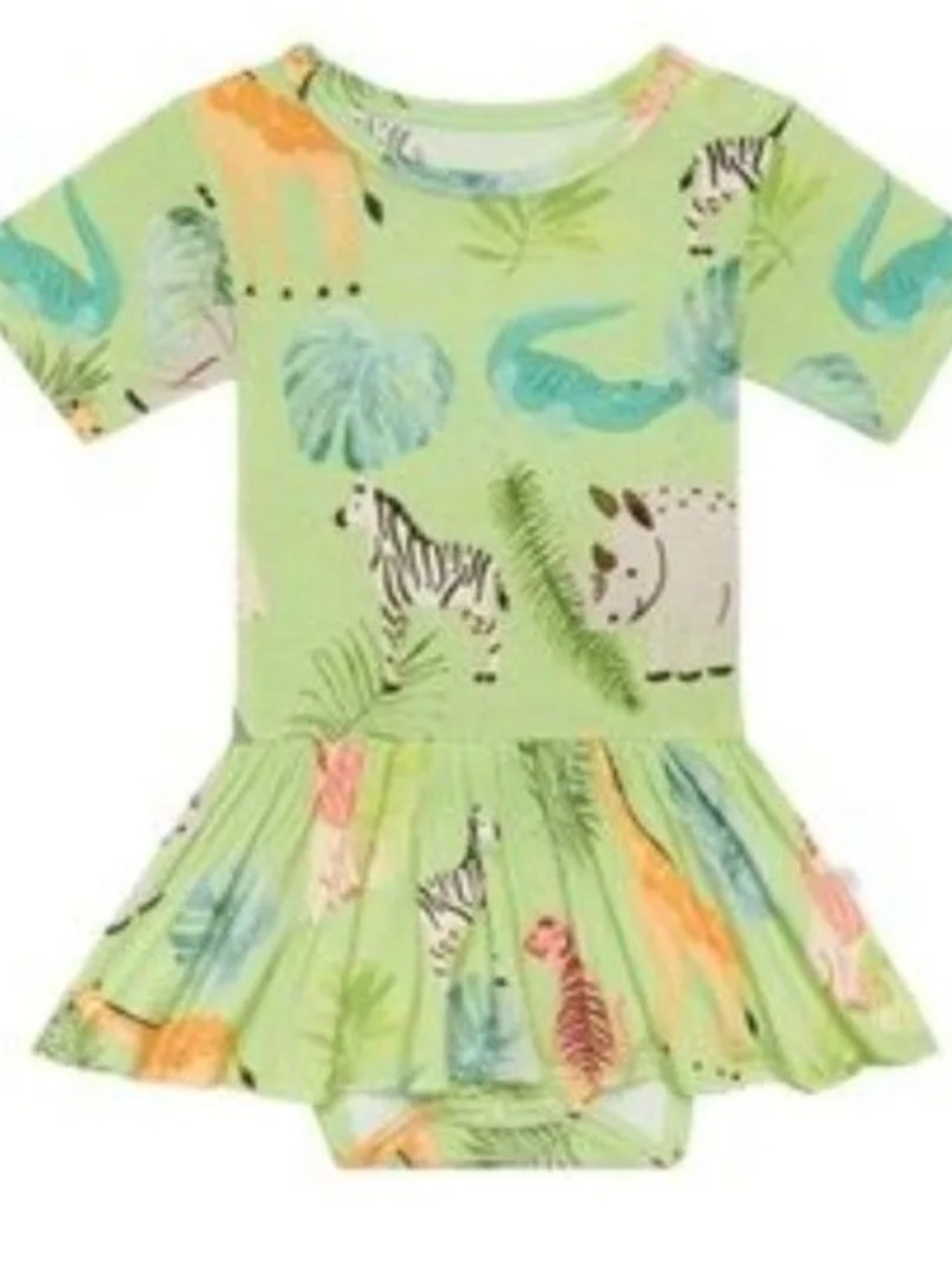 Posh Peanut Light Green Jungle Animal Snap Bamboo Romper Size 6/12 Months